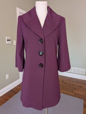 MELANIE LYNE Purple Plum Long Blazer Jacket Size 8 NWT